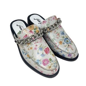 Free People Floral Chain Vida Slip On Leather Mules